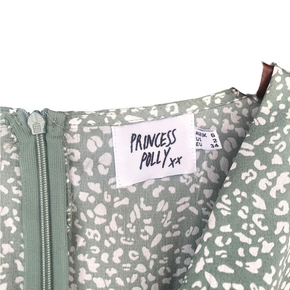 Princess Polly Sage Green Leopard Mini party Dress coquette girl girlhoodcore - Picture 9 of 15